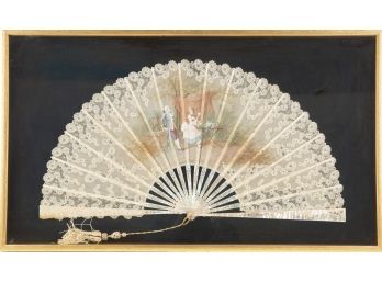 Hand Painted Victorian Style French Silk Folding Fan