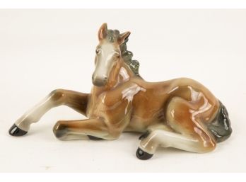 Goldschneider Figurine In Porcelain, Resting Horse