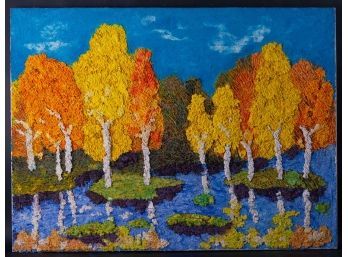 Post Impressionist Impasto Oil 'Autumn Trees'