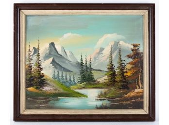 Vintage Decorational Original Oil 'Mountain Landscape'