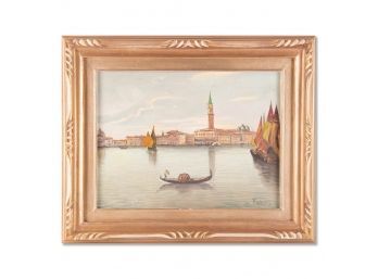 Vintage Realist Original Oil Painting 'Venice Plaza'