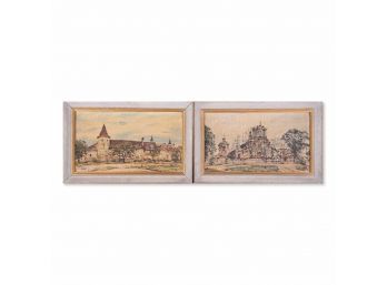A Pair Of Small Early 20th Century Oil 'Church View'