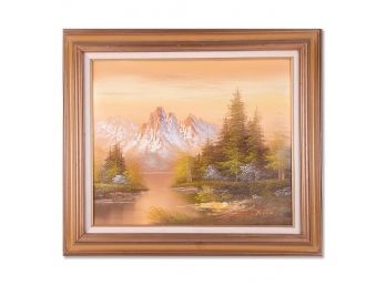 Vintage Decorational Oil Painting 'Mountain Landscape'