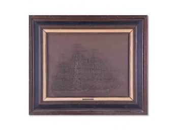 Vintage Framed Sterling Silver Silhouette 'The Clipper Ship'