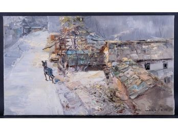 Modernist Original Oil Painting 'Neighbor View'