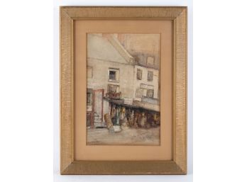 Small Early 20th Century Original Watercolor 'Market Scene'