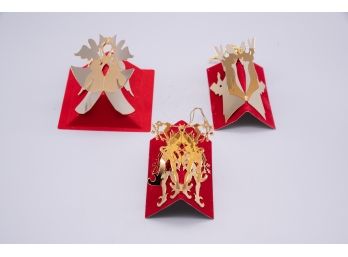 Set Of Three Metal Christmas Ornaments
