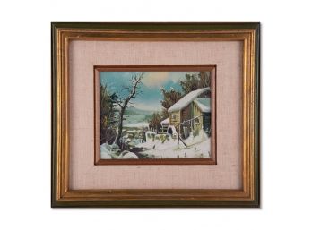 Small Decorational Oil Painting 'Winter Scene'