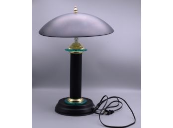 Postmodern Flying Saucer Green Lacquered Brass Desk Table Lamp