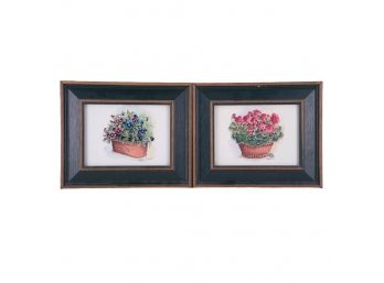A Pair Of Small Still Life Watercolor 'Flowers'