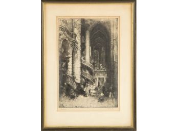 Hedley Fitton (1859 - 1929) 'Morning - St.Etienne Dumont, Paris' Etching Landscape