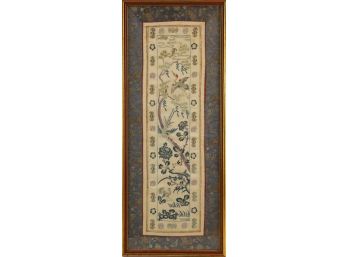 Anitique Chinese/Japanese Floral And Crane Tapestry/Embroidery