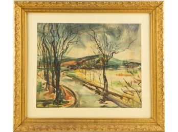 Vintage Landscape Watercolor On Paper Signed John Newman