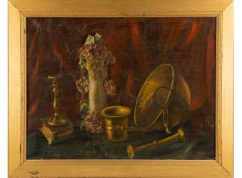 Early 20th Century Still Life Original Oil On Canvas Signed