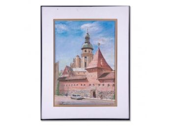 Contemporary 1990 Dated Watercolor 'Russian Church'