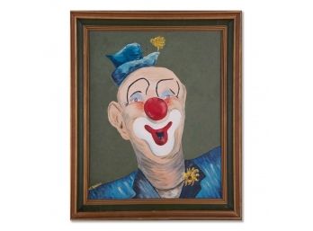 Vintage Modernist Oil Painting ' Of Clown'
