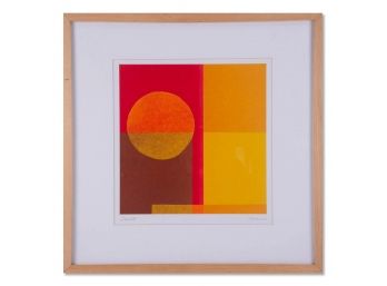 Abstract Contemporary Lithograph 'Sunset' Signed