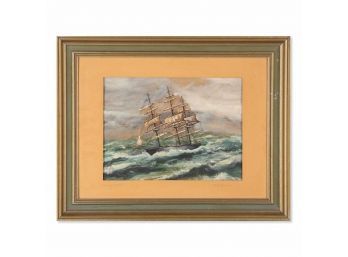 Vintage Original Nautical Watercolor 'Roaring Forties'