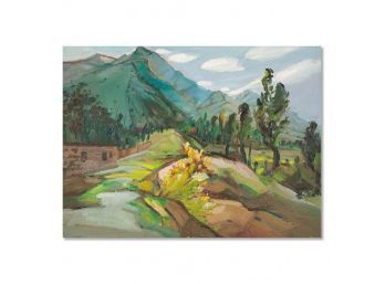 Original Landscape Oil Painting 'Mountain Zhongxiao'