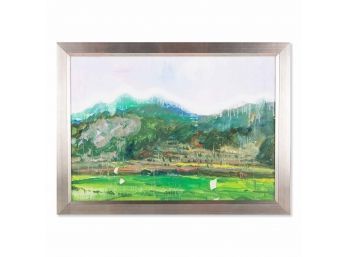Expressionism Oil On Canvas 'Mounten Landscape'