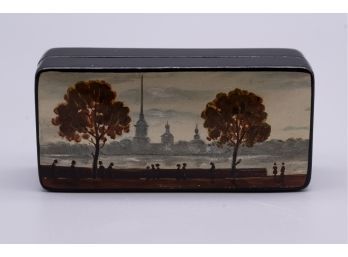 Small Vintage Hand Painted Wood Jewelry Box