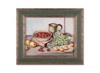 Original Still Life Oil On Porcelain 'Fruits'