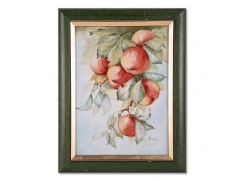 Original Still Life Oil On Porcelain 'Apples'