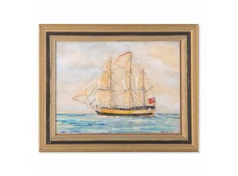 Vintage British Original Watercolor 'Mast Ship'