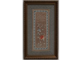 Vintage Chinese Framed Embroidery 'Flowers'