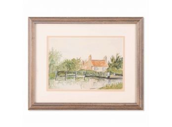 Smal Norah Mackenzie Watercolor 'House Landscape'
