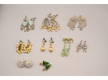 Set Of Nine Clip On Earrings