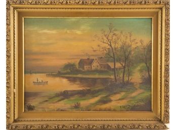Landscape Oil On Canvas Signed Frederick A. Spang(1834-1891)