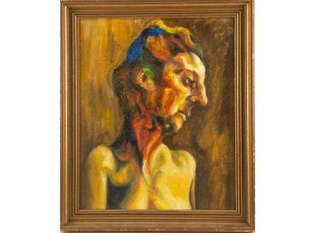 Portrait Oil On Board 'Skinning Man '