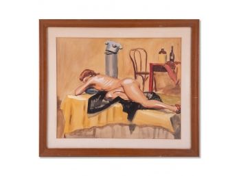 Vintage Modernist Original Watercolor 'Reclining Nude'