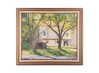 American Impressionist Original Oil 'Front Yard Scene'