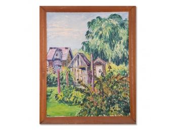 Vintage Impressionist Oil Painting 'Garden Scene'
