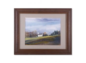 Vintage Traditional Original Watercolor 'Country House'