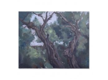Impressionist Original Oil By Artist Chong Liu 'Tree Branches'
