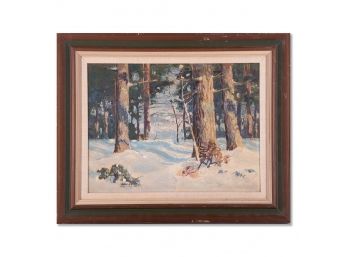 Early 20th Century 1936 Datd Oil 'Snow Landscape'