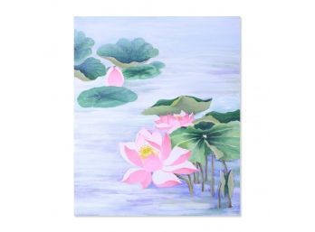Figurative Floral Original Oil By Artist Bo Song 'Lotus'