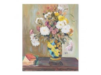 Modernist Original Oil By Artist Tianying Li 'Flowers In Vase'