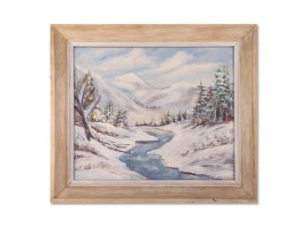Vintage Impressionist Oil Painting 'Winter Landscape'
