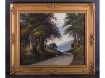 Early 20th Century American Original Pastel On Paper 'Country Path'