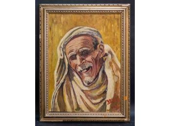 Vintage Figurative Original Oil Painting 'Portrait Of Old Man'