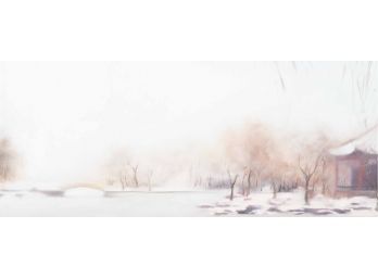 Impressionist Oil On Canvas 'Park In Winter'