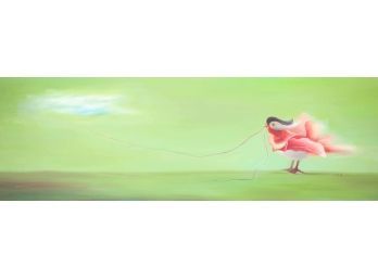 Surrealist Original Oil On Canvas 'Red Bird'
