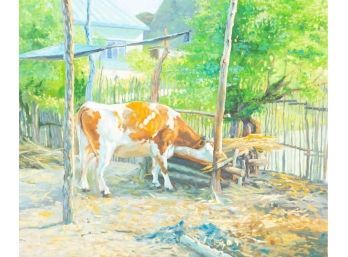 Expressionist Original Oil On Canvas 'Cow'