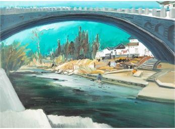 Impressionist Original Oil On Canvas 'Bridge'