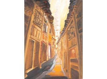 Impressionist Original Oil On Canvas 'Old City'