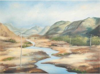 Impressionist Original Oil Painting 'River Landscape'